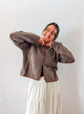 'Penny' Button Down Cardigan in Mocha