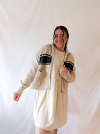 'Terry' Cable Knit Zip Up in Beage