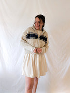 'Terry' Cable Knit Zip Up in Beage