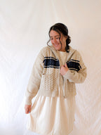 'Terry' Cable Knit Zip Up in Beage