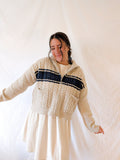 'Terry' Cable Knit Zip Up in Beage