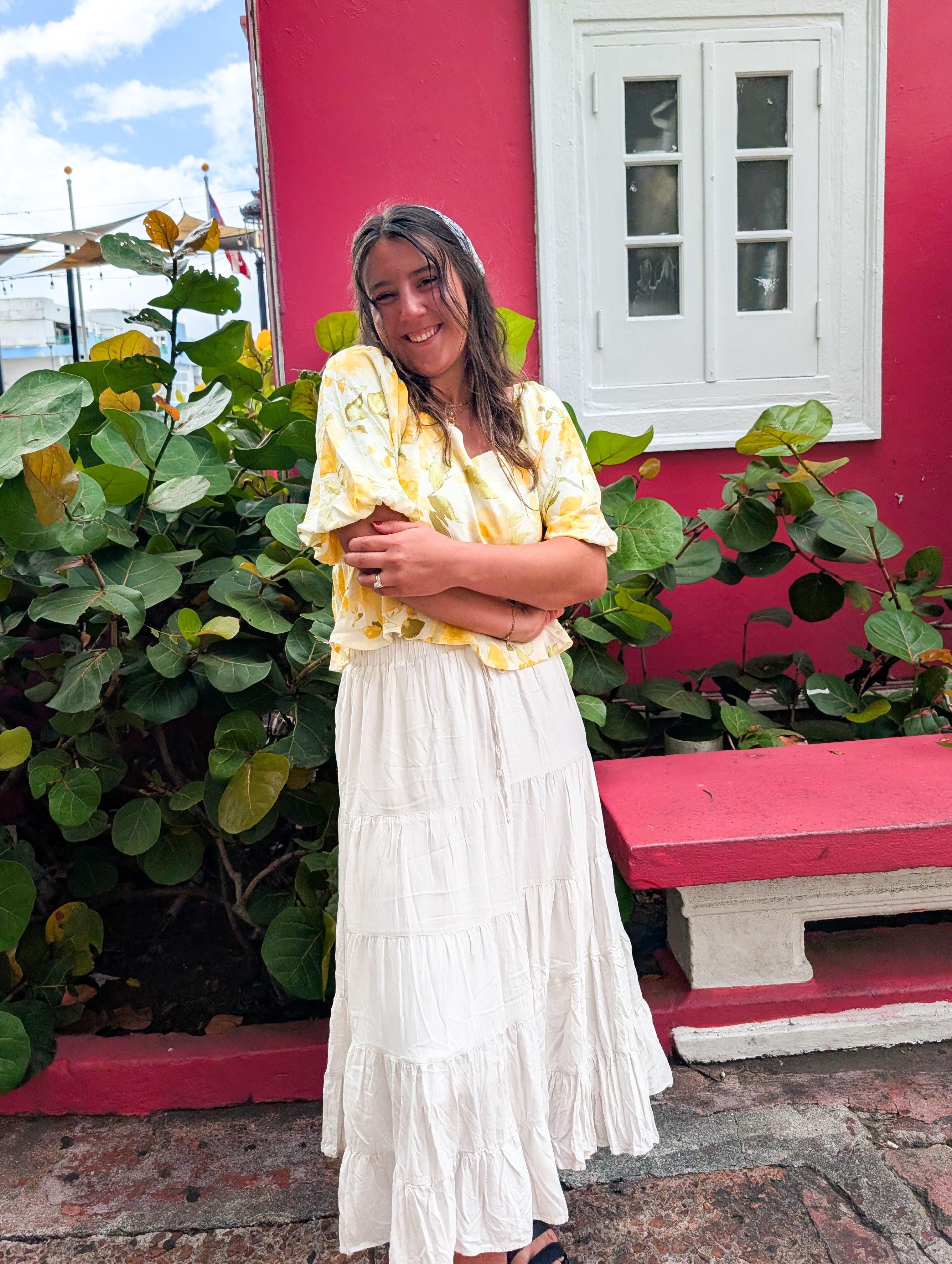 'Carolina' Square Neck Top in Yellow