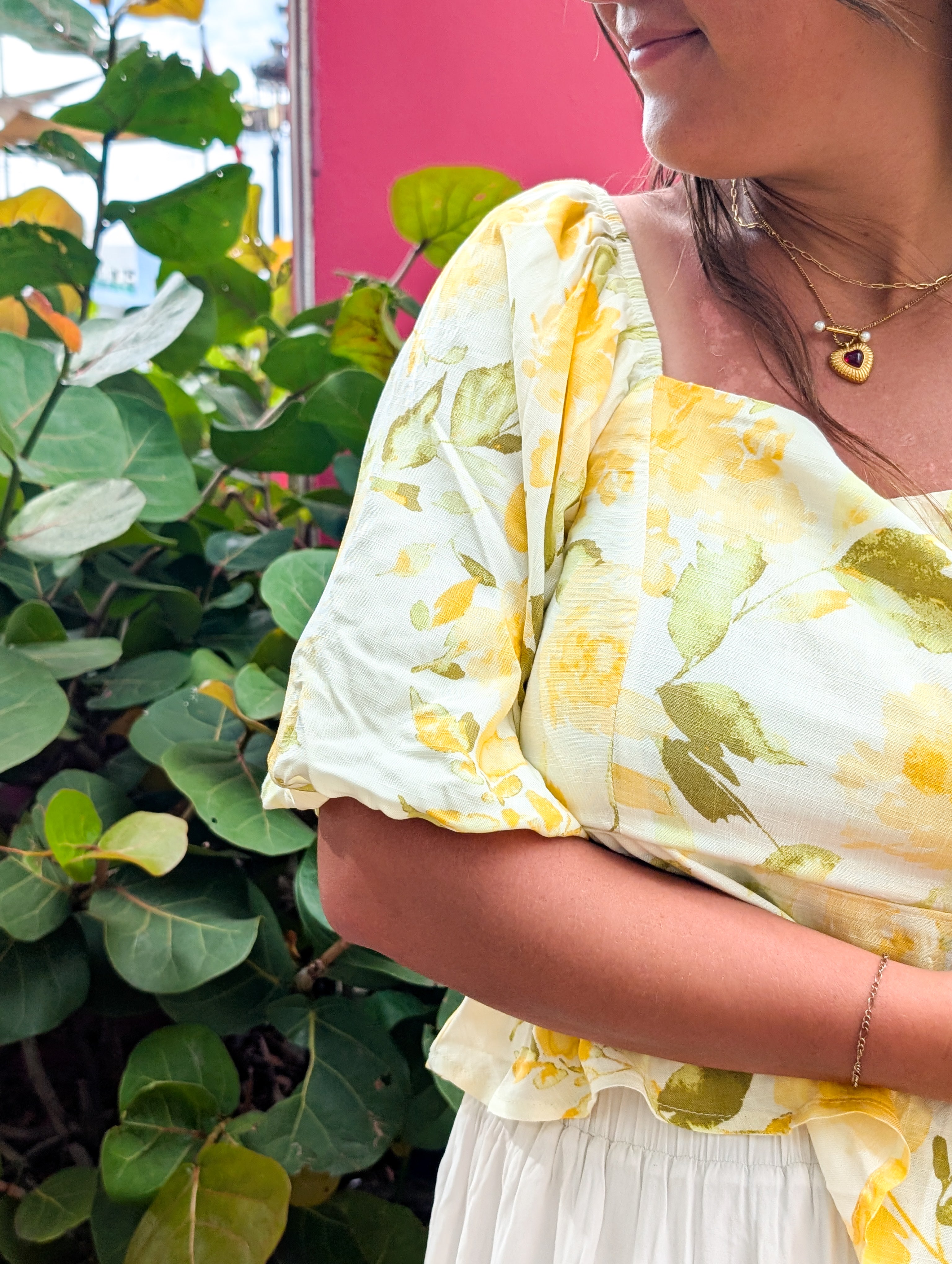 'Carolina' Square Neck Top in Yellow