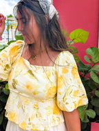 'Carolina' Square Neck Top in Yellow