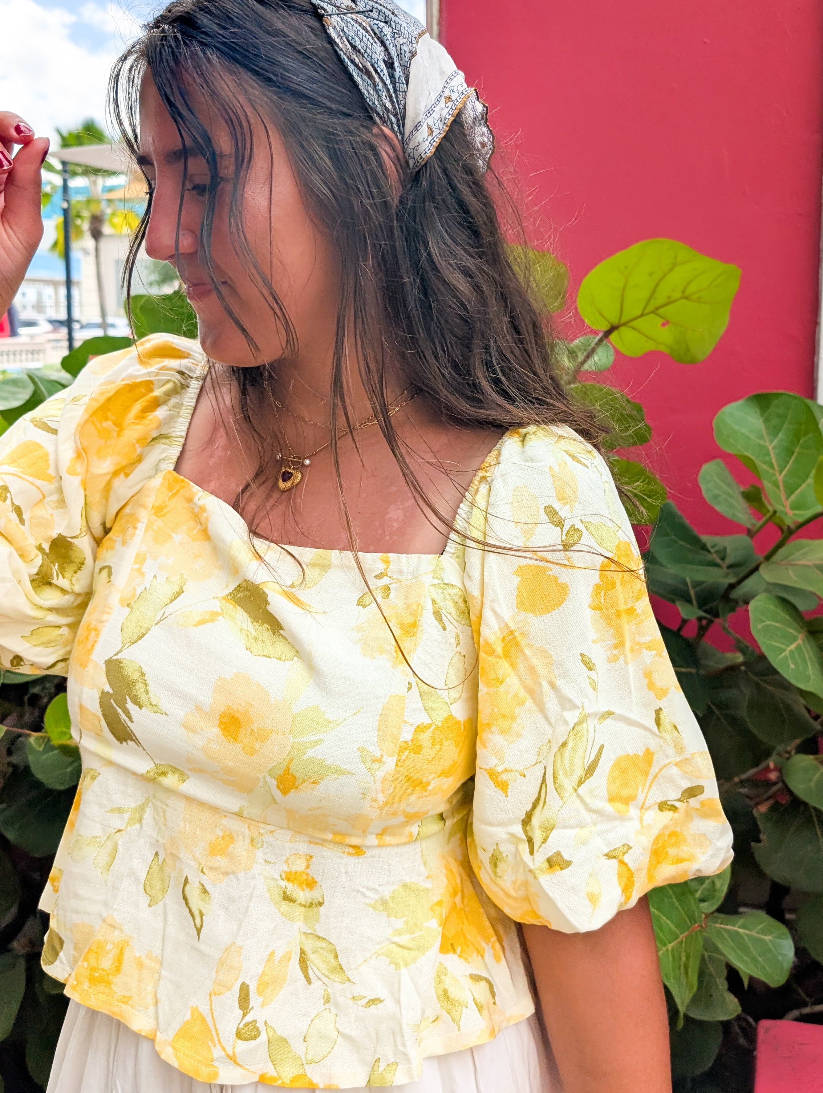 'Carolina' Square Neck Top in Yellow