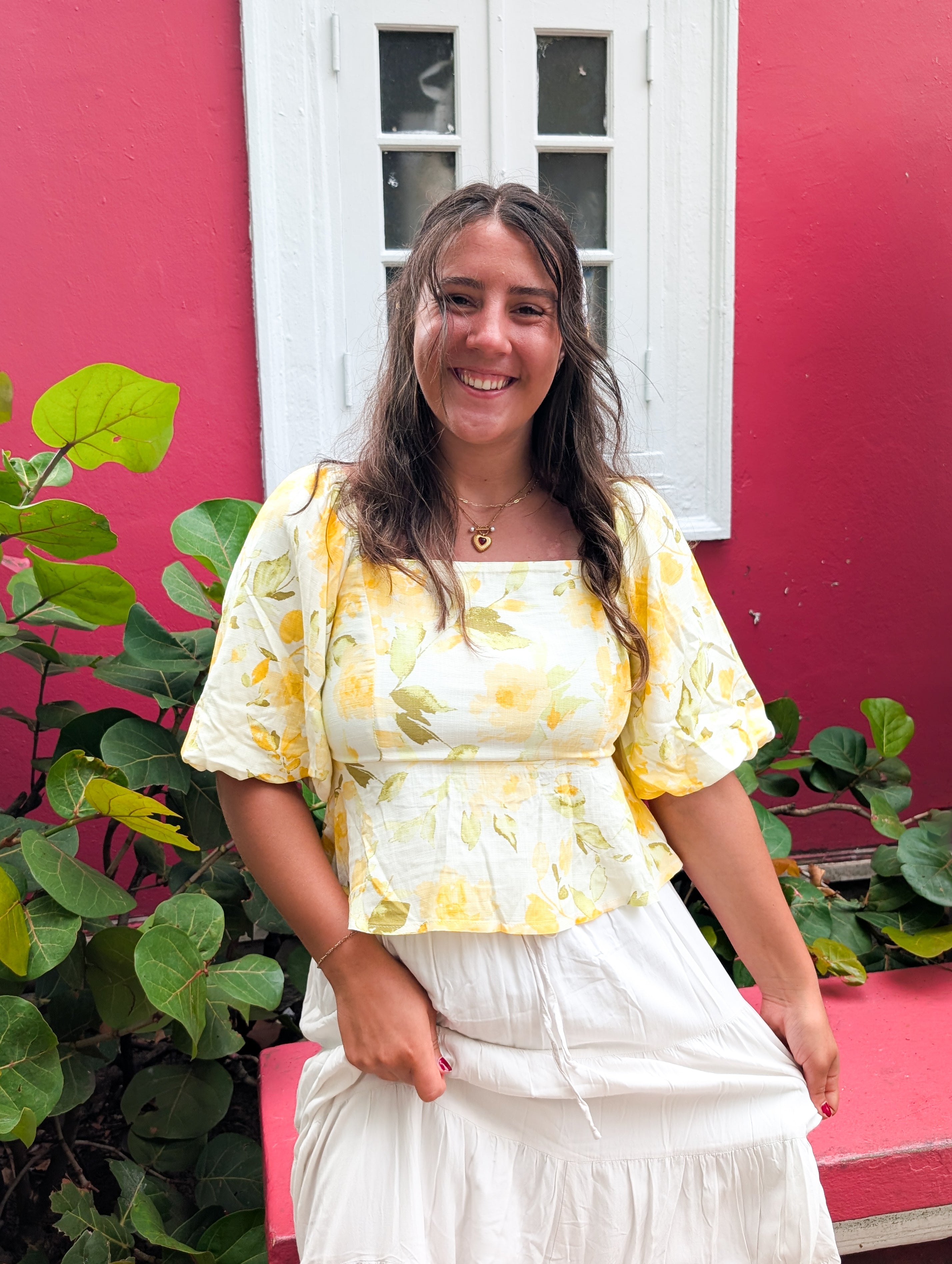 'Carolina' Square Neck Top in Yellow