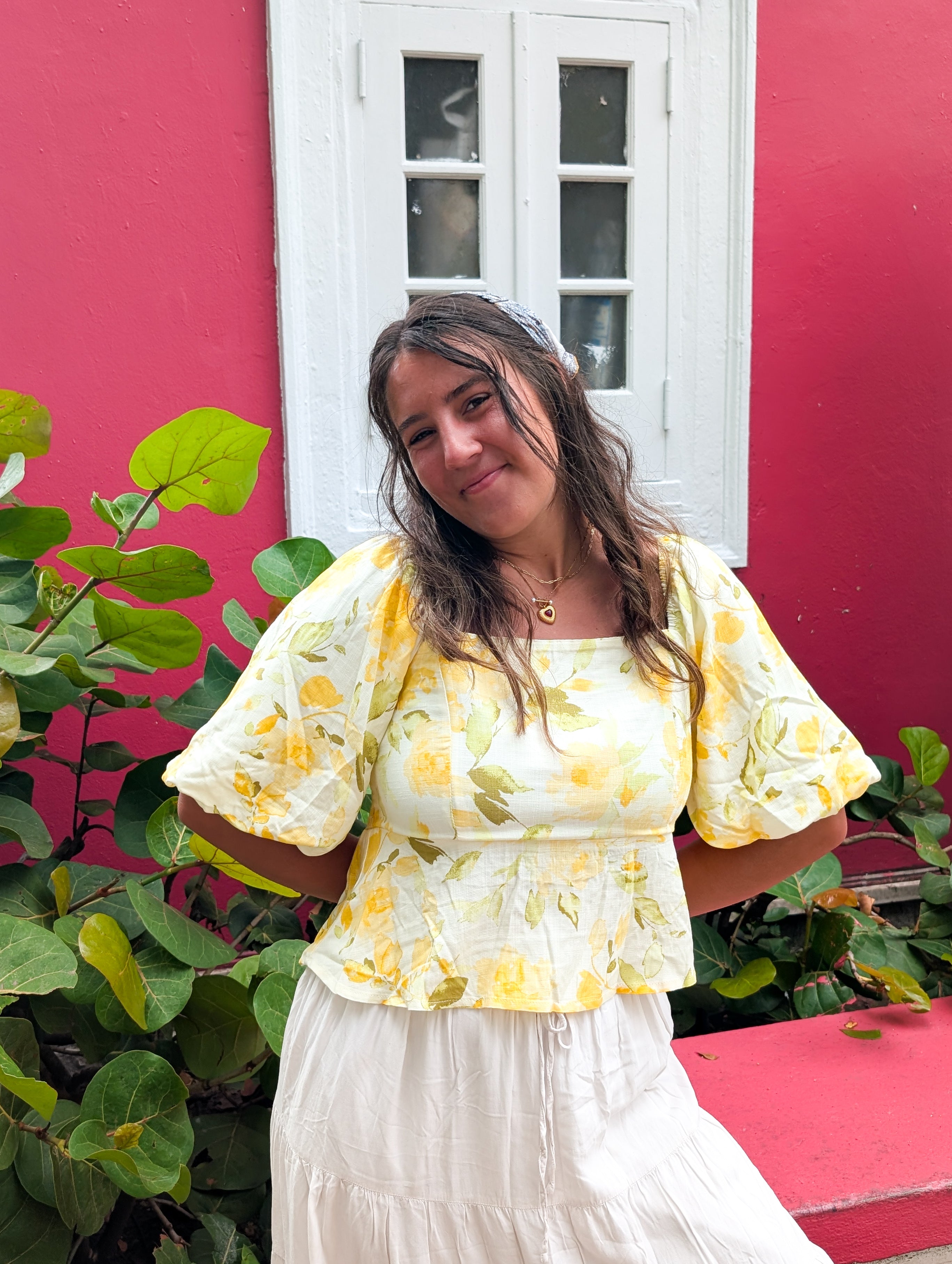 'Carolina' Square Neck Top in Yellow