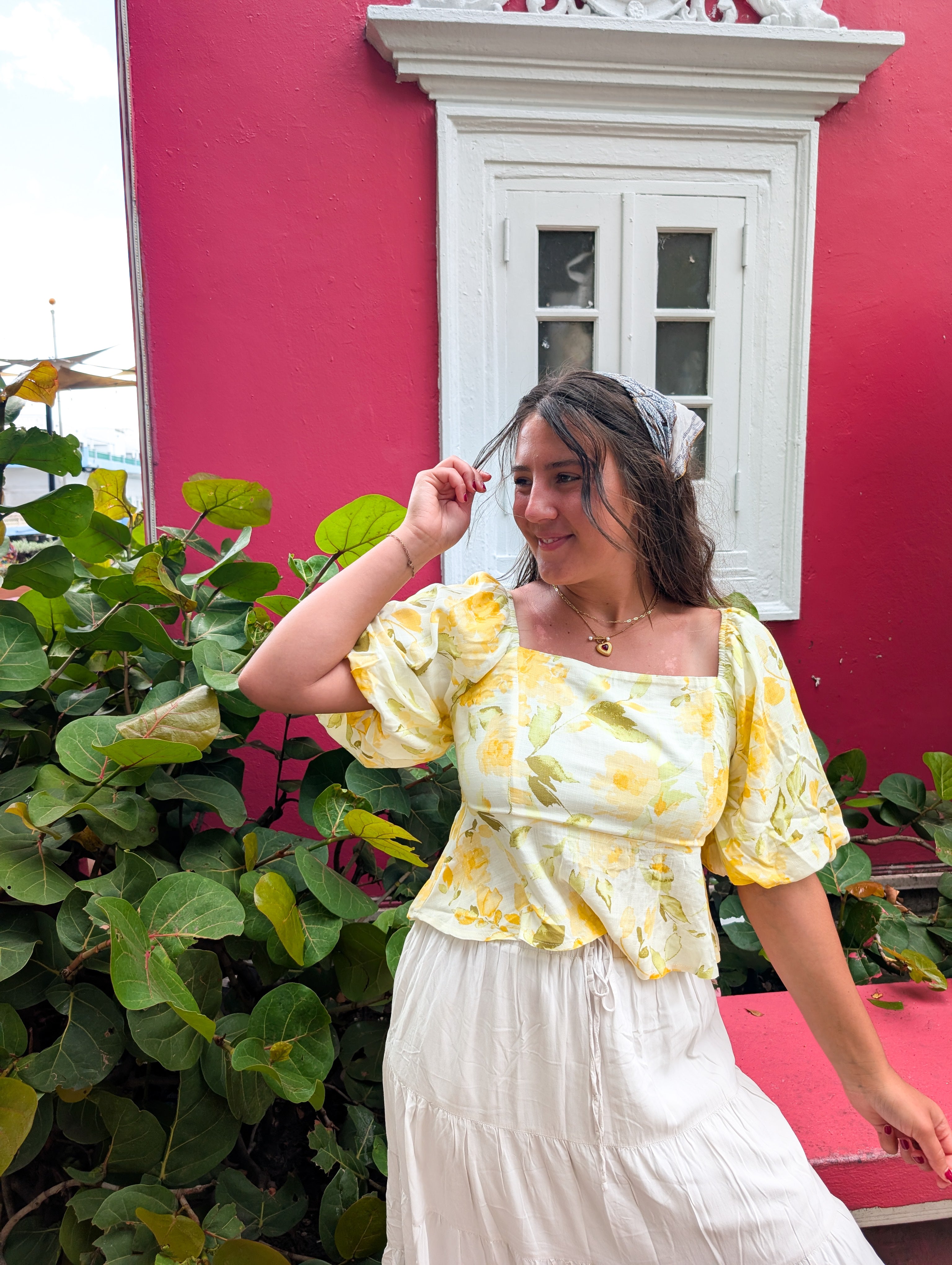 'Carolina' Square Neck Top in Yellow