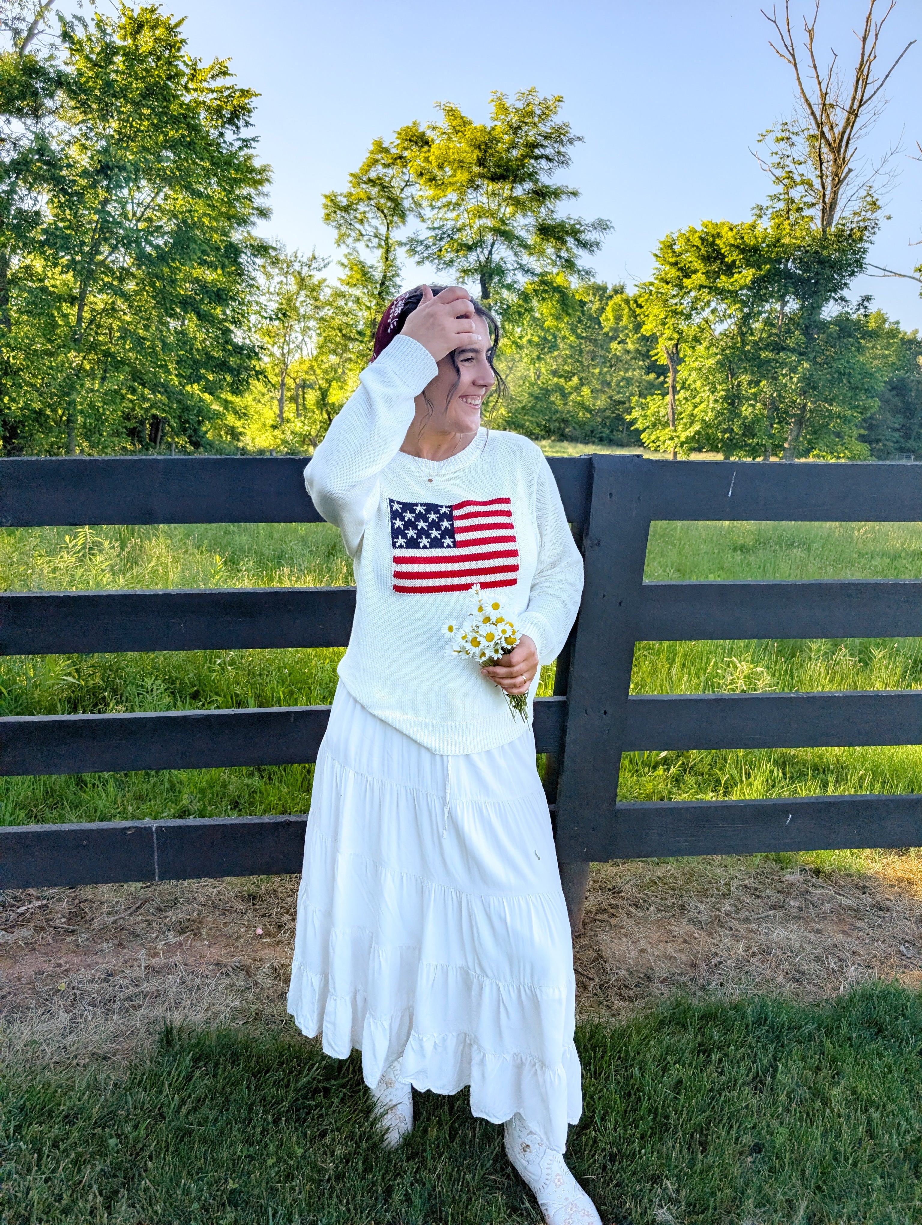 All American lose Knit Pullover in Ivory