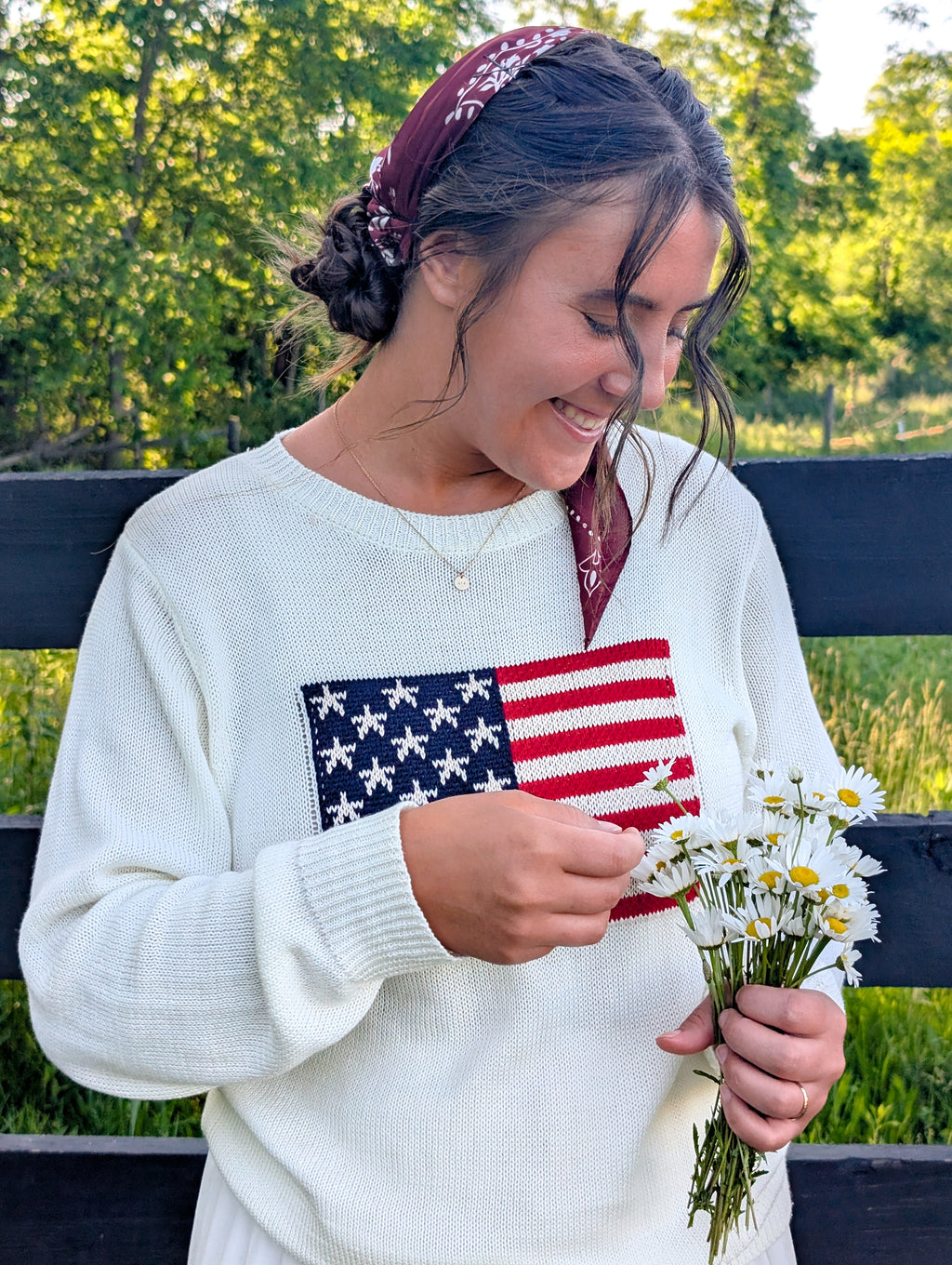 All American lose Knit Pullover in Ivory