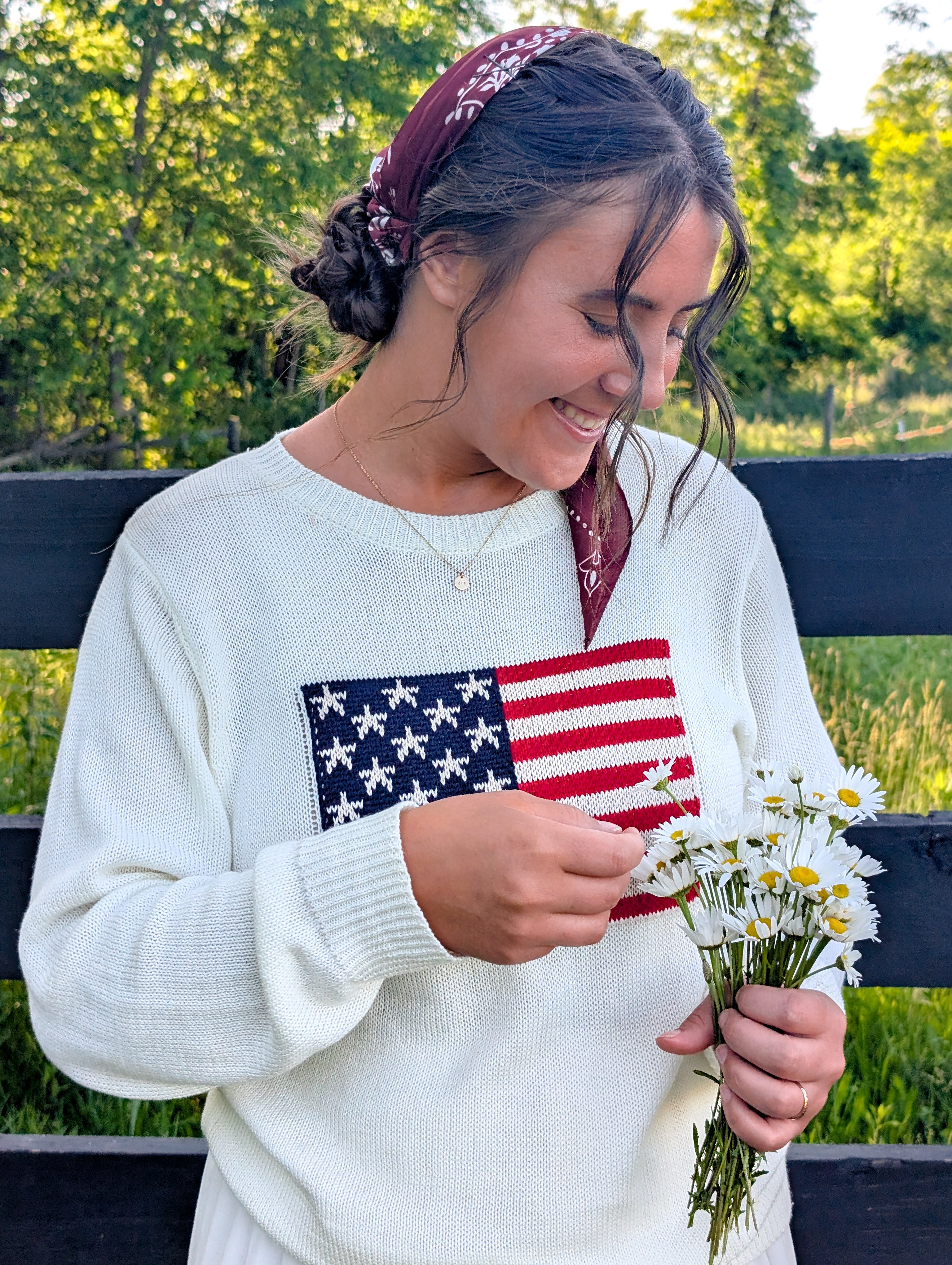 All American lose Knit Pullover in Ivory