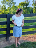 'Ivy' 100% Cotton Square Neck Top in White