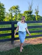 'Ivy' 100% Cotton Square Neck Top in White
