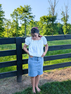 'Ivy' 100% Cotton Square Neck Top in White