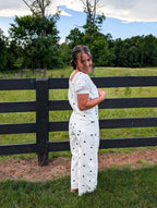 'Beth' Polka Dot Overalls in Ivory