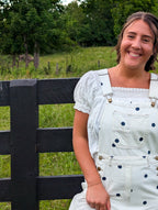 'Beth' Polka Dot Overalls in Ivory