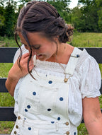'Beth' Polka Dot Overalls in Ivory