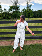 'Beth' Polka Dot Overalls in Ivory
