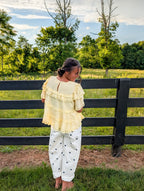 'Esmeralda' Ruffle Lace Top in Soft Yellow