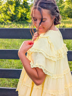 'Esmeralda' Ruffle Lace Top in Soft Yellow