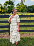 'Maylah' Gingham Midi Dress in Cream