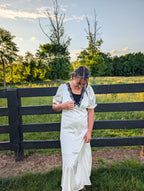 'Maven' Stain Maxi Dress in Ivory