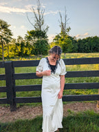 'Maven' Stain Maxi Dress in Ivory