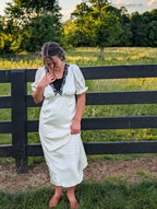 'Maven' Stain Maxi Dress in Ivory