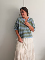 'Meg' Short Sleeve Cardigan in Soft Blue