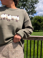 100% Cotton Sheep Trio Crew in Olive