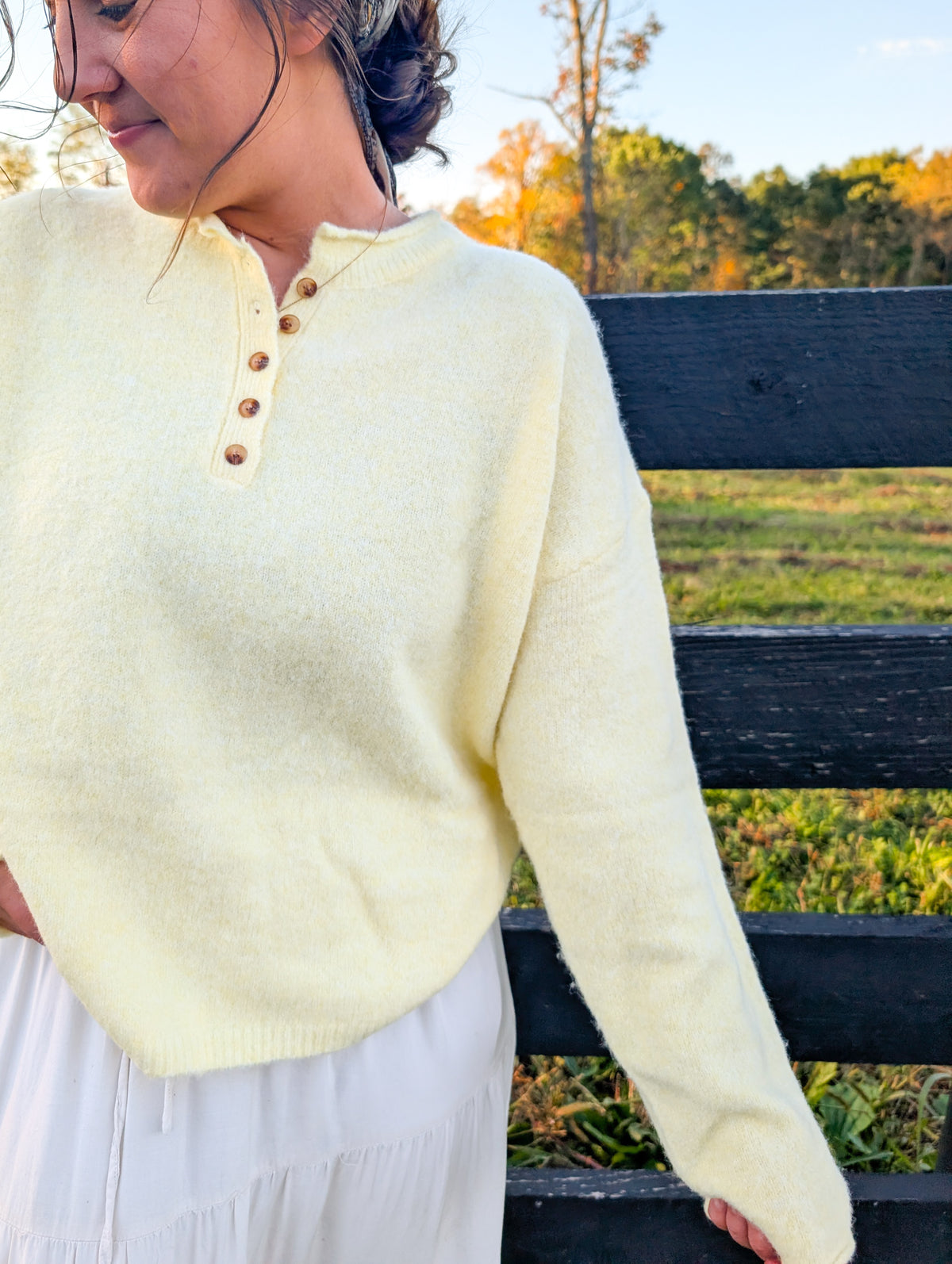 'Remi' Button Up Sweater in Butter Yellow
