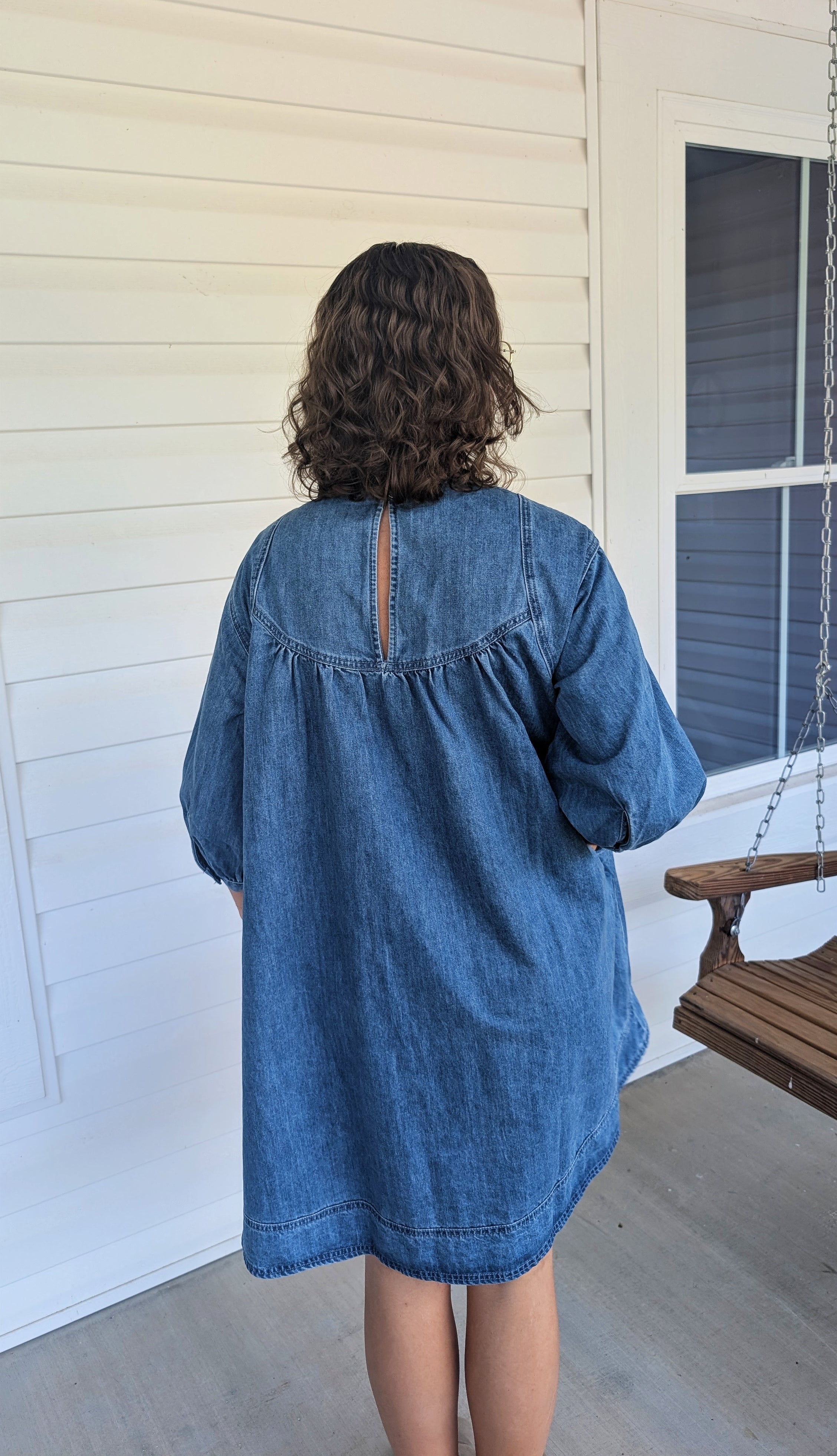 'Leah' Denim Mini Dress in Medium Wash