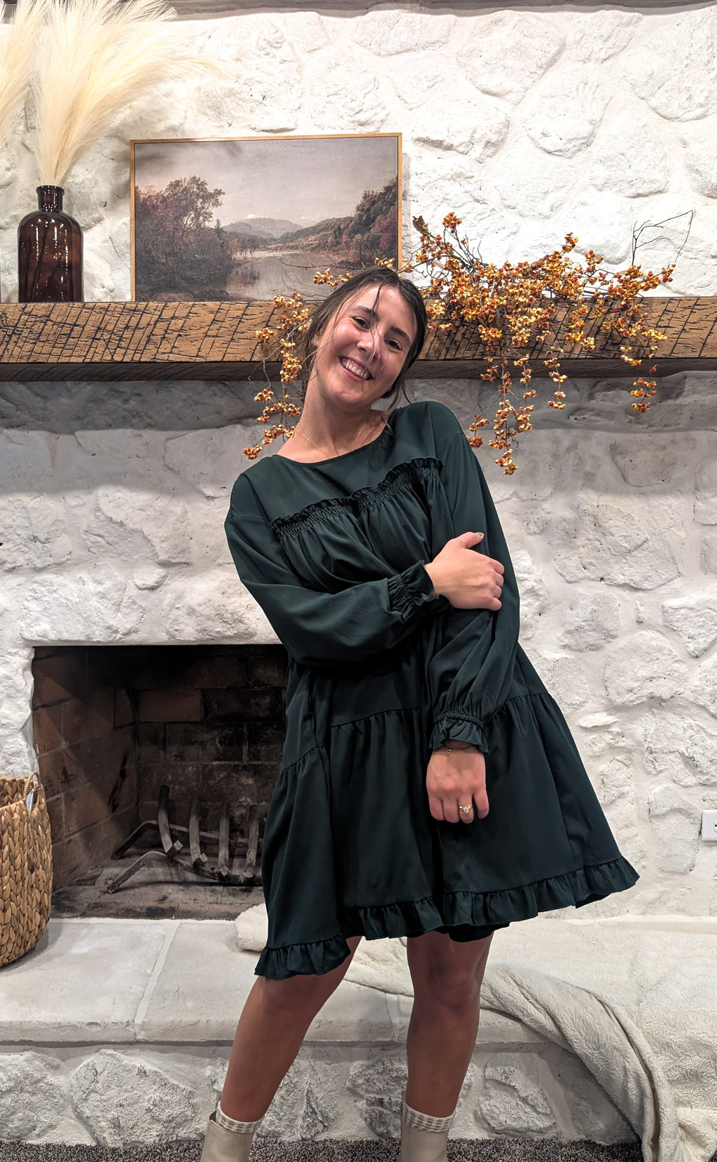 'Crystal' Mini Dress in Emerald Green