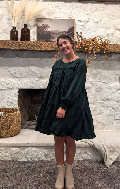 'Crystal' Mini Dress in Emerald Green Final Sale