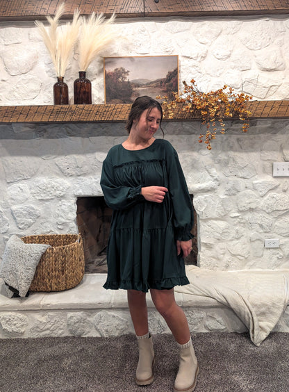 'Crystal' Mini Dress in Emerald Green Final Sale