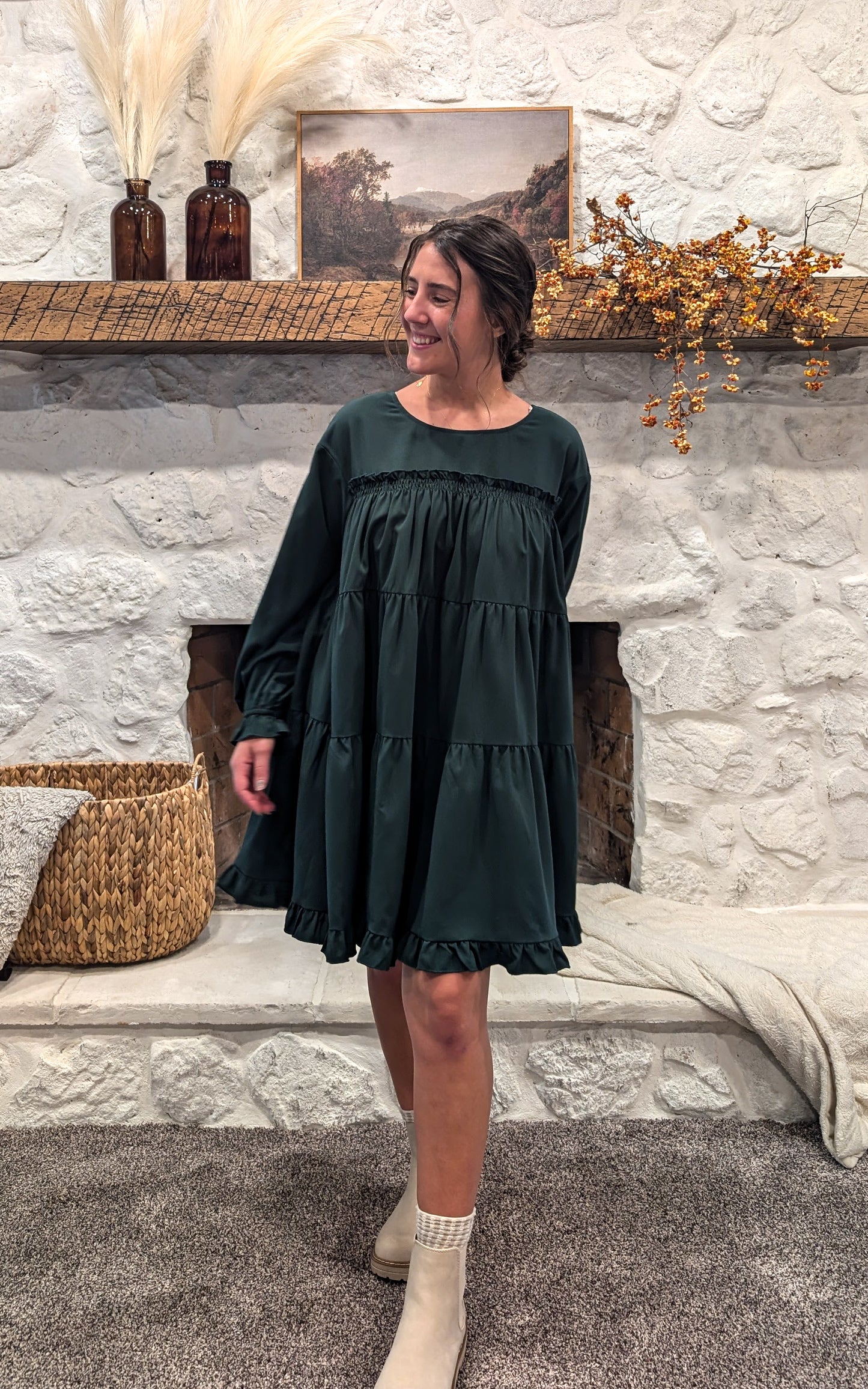 'Crystal' Mini Dress in Emerald Green Final Sale