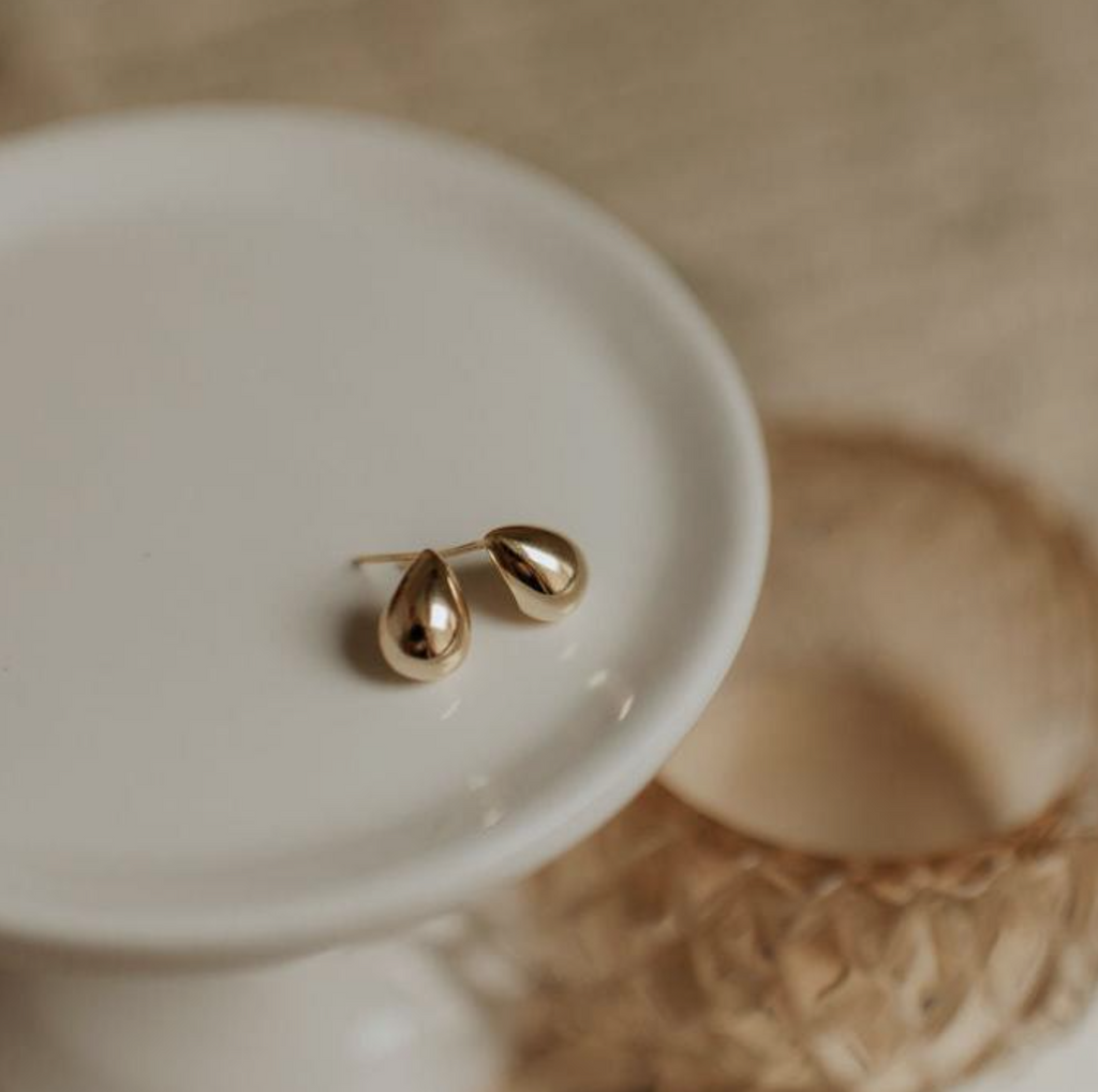 Gold Chunky Tear Drop Studs