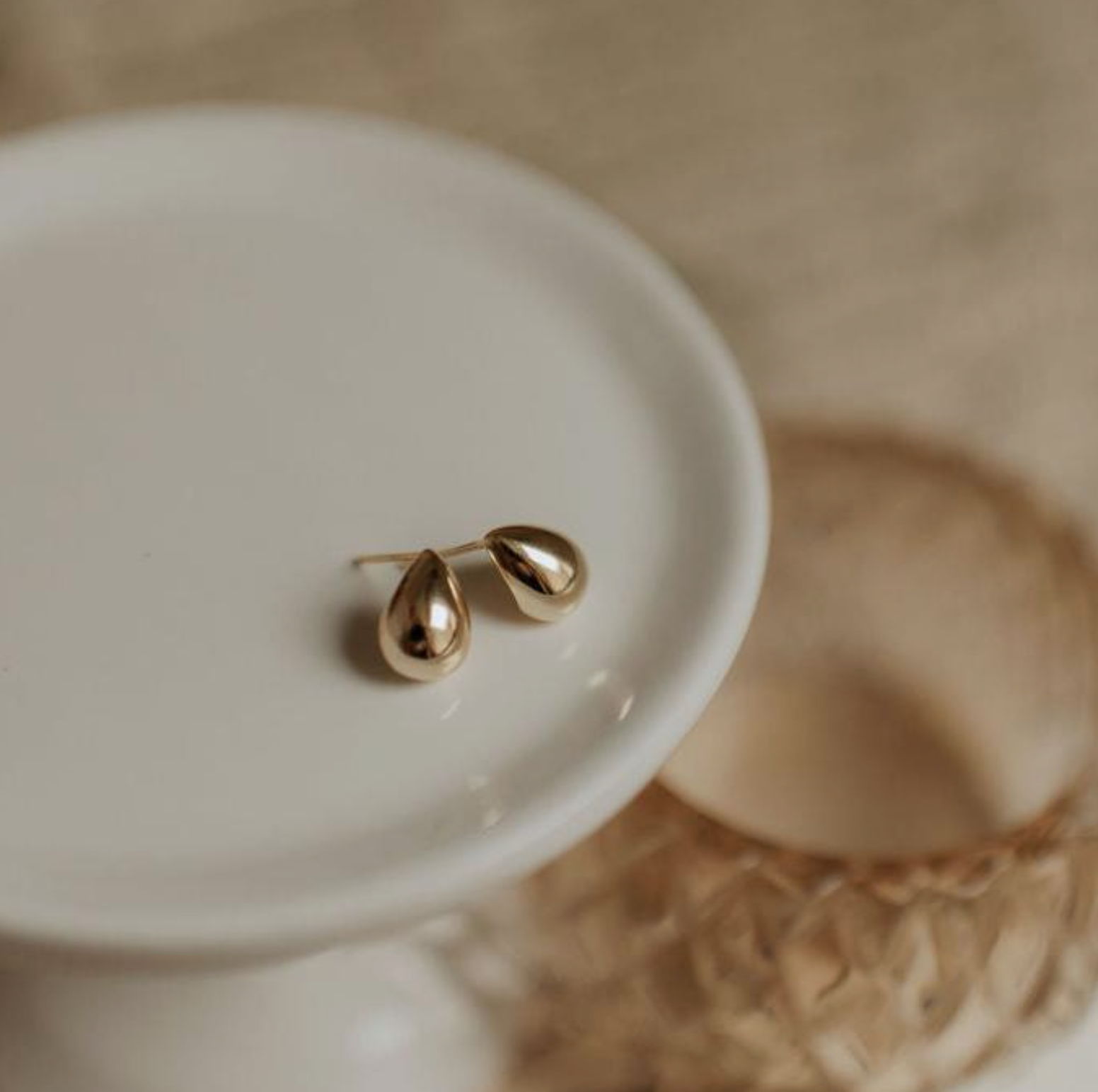 Gold Chunky Tear Drop Studs