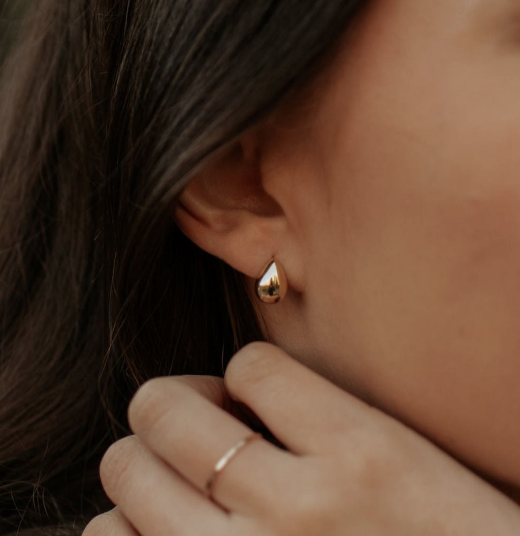 Gold Chunky Tear Drop Studs