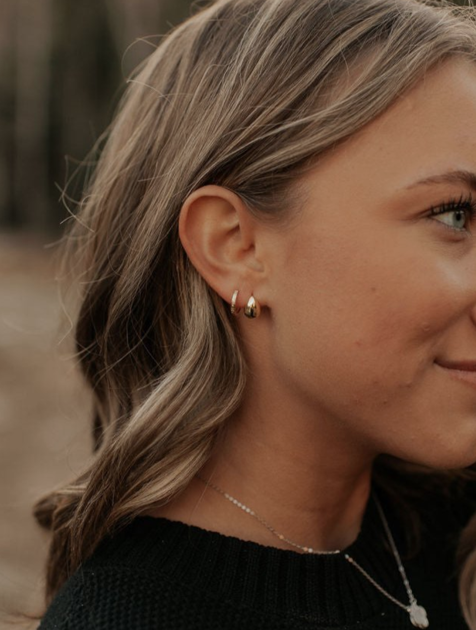 Gold Chunky Tear Drop Studs