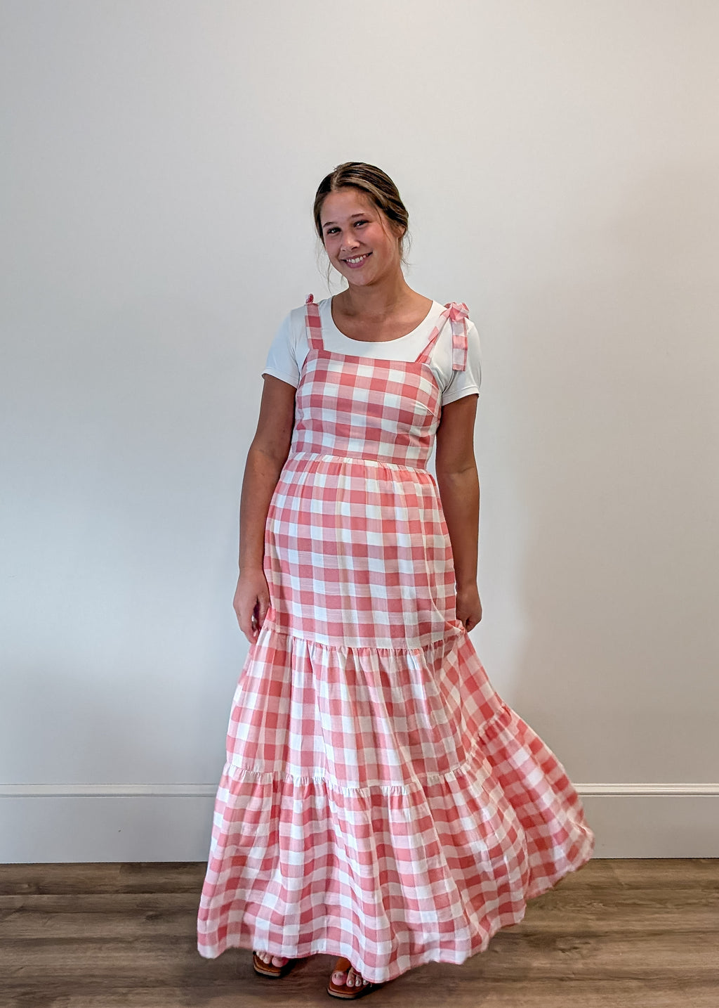 'Kari' Gingham Print Jumper in Pink