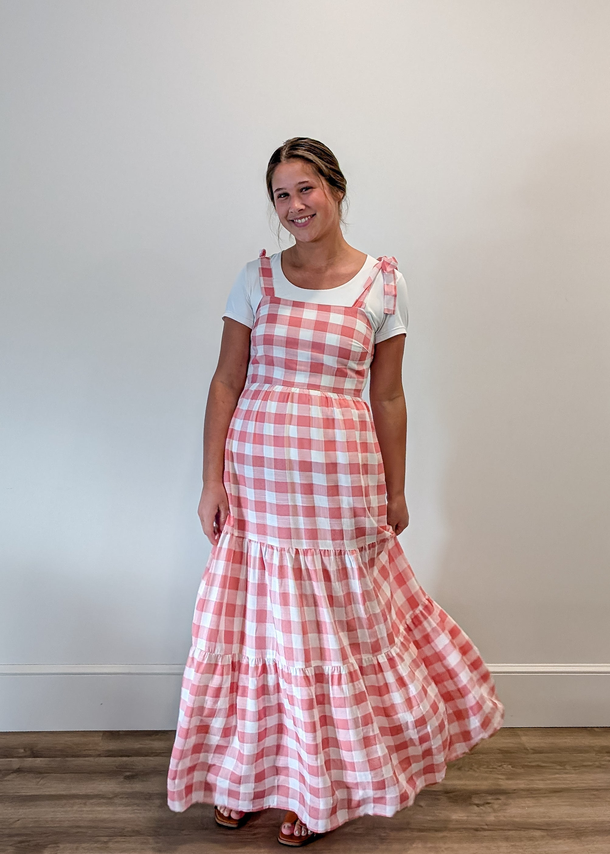 'Kari' Gingham Print Jumper in Pink