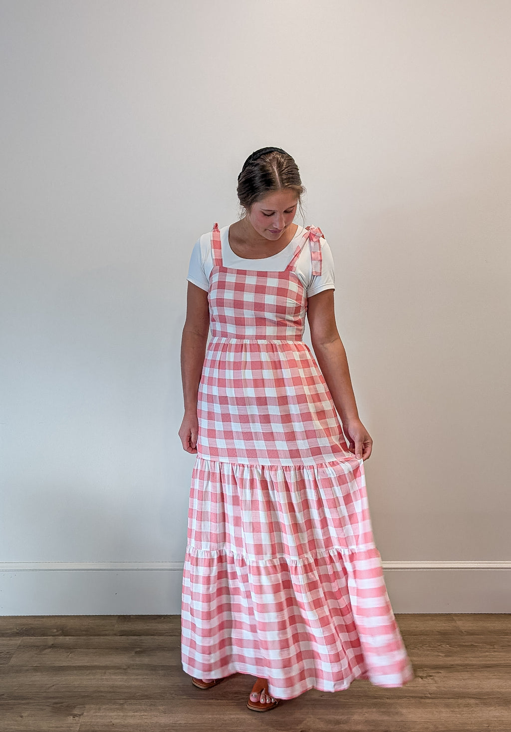 'Kari' Gingham Print Jumper in Pink