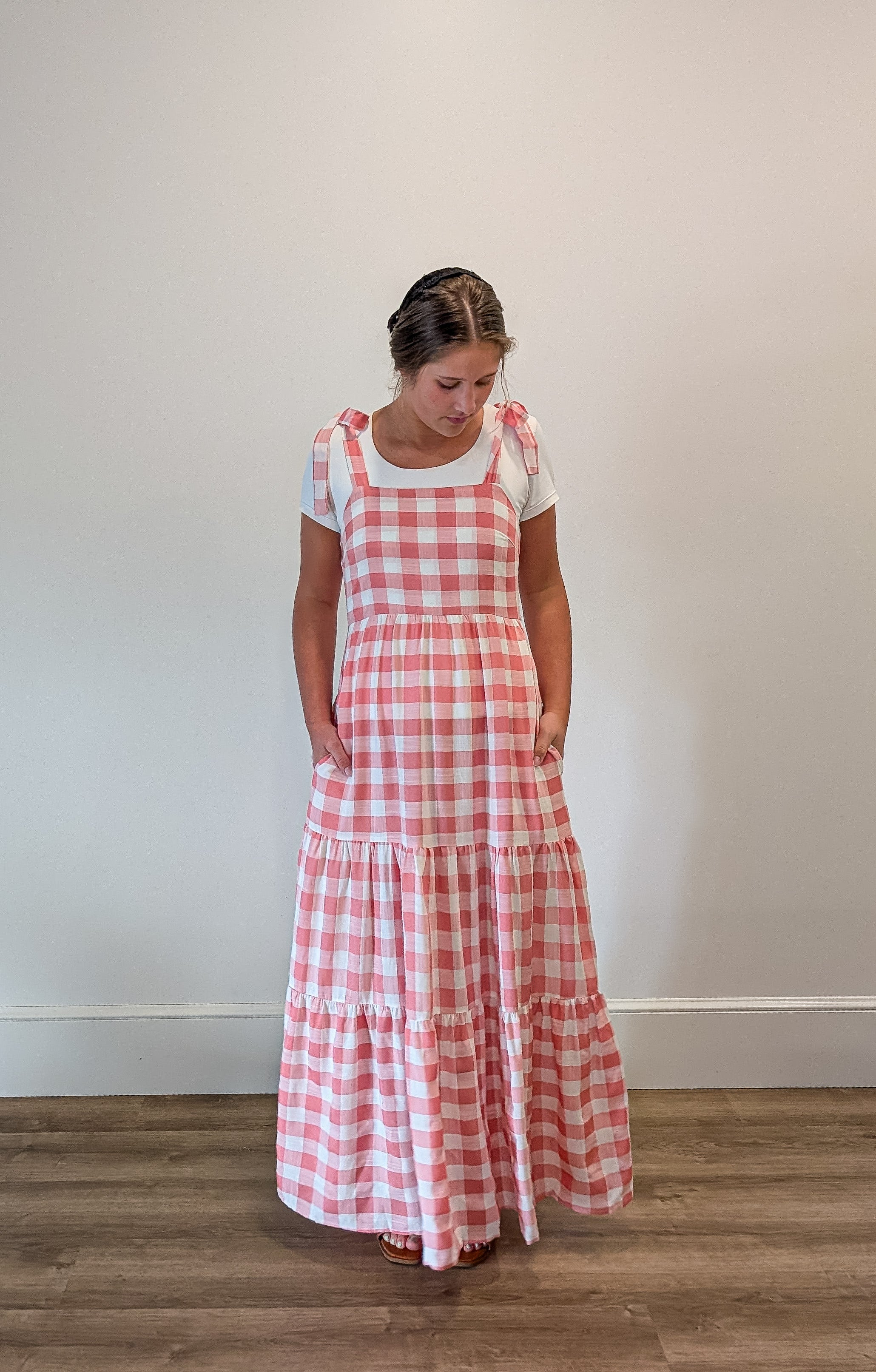 'Kari' Gingham Print Jumper in Pink