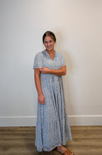 'Julia' Floral Maxi Dress in Soft Blue