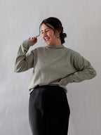 'Alex' Mock Neck Top in Soft Sage