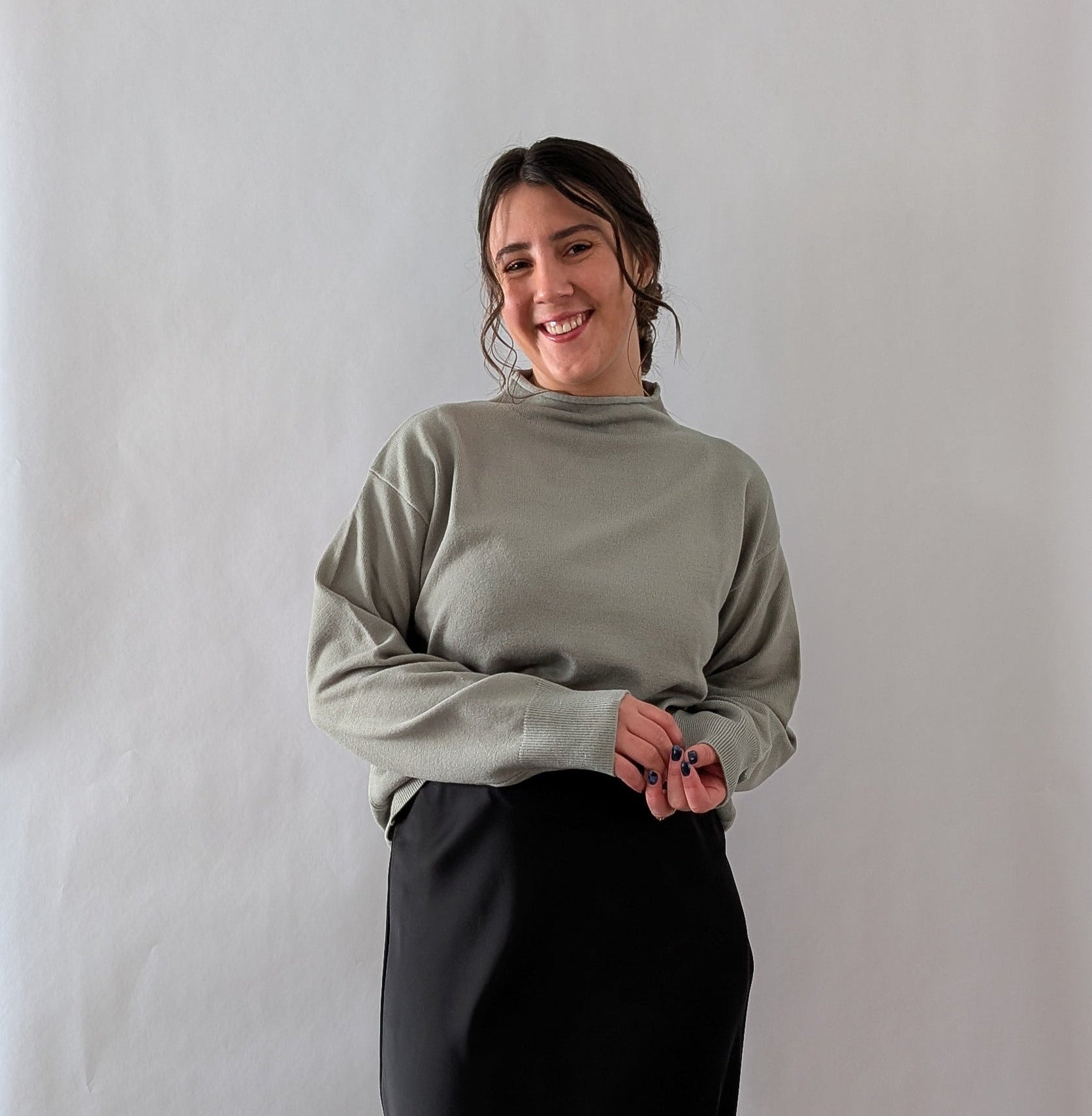 'Alex' Mock Neck Top in Soft Sage