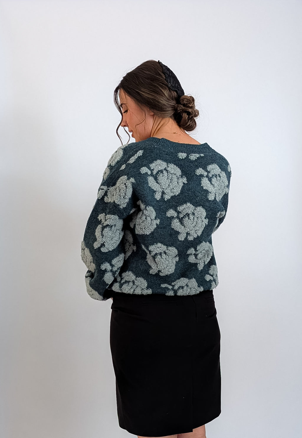 'Posey' Button Down Cardigan in Teal