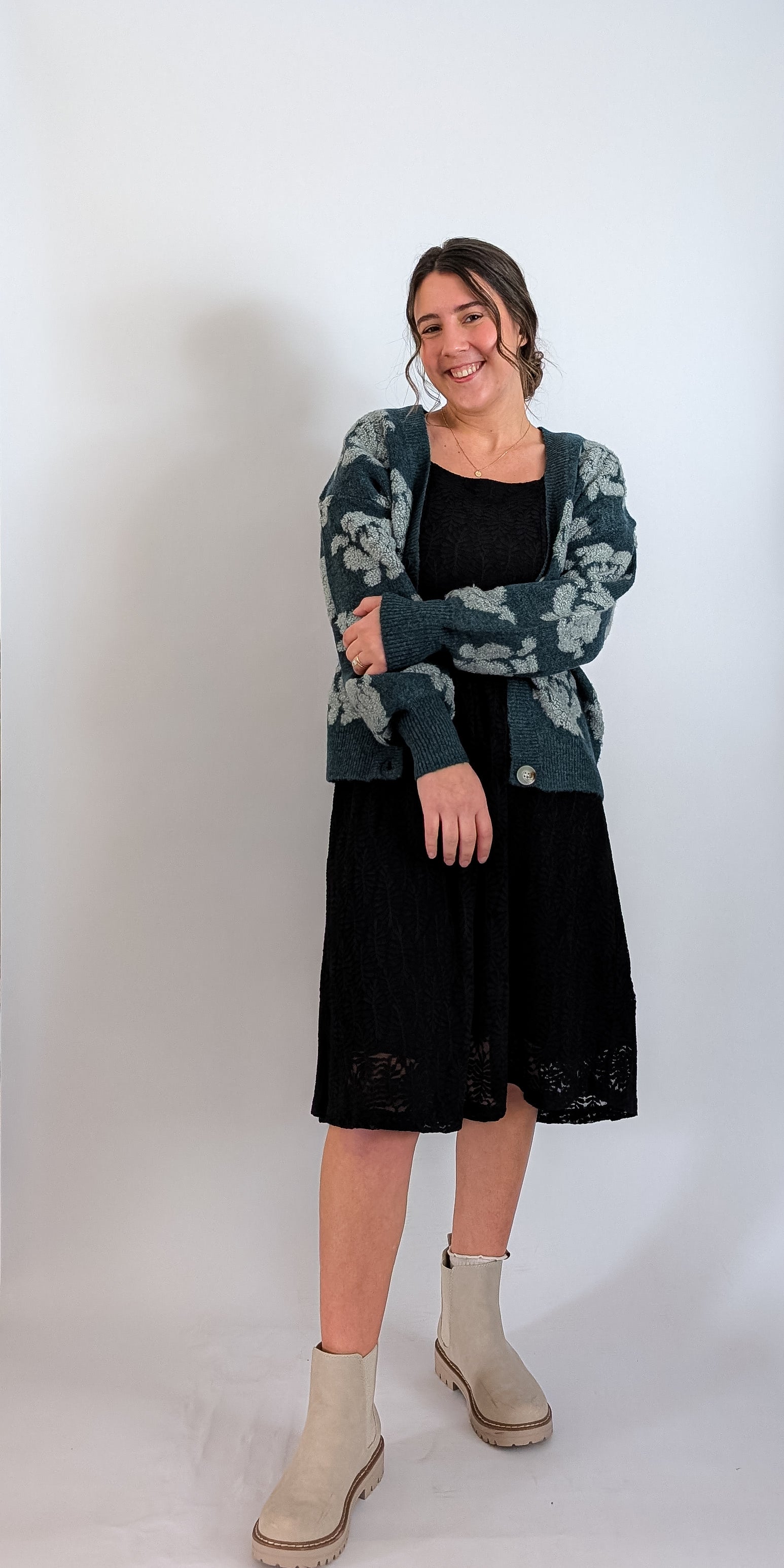 'Posey' Button Down Cardigan in Teal