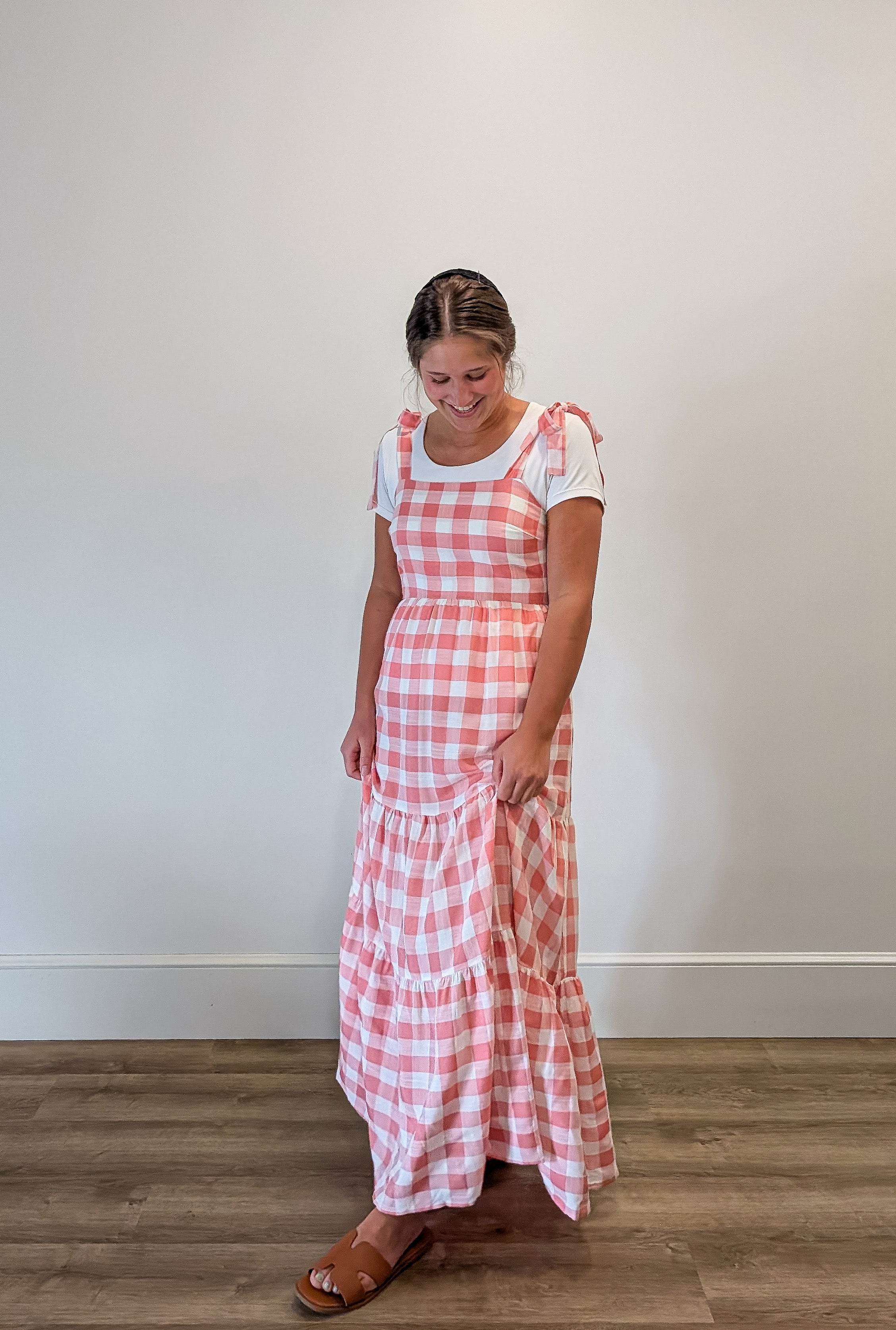 'Kari' Gingham Print Jumper in Pink